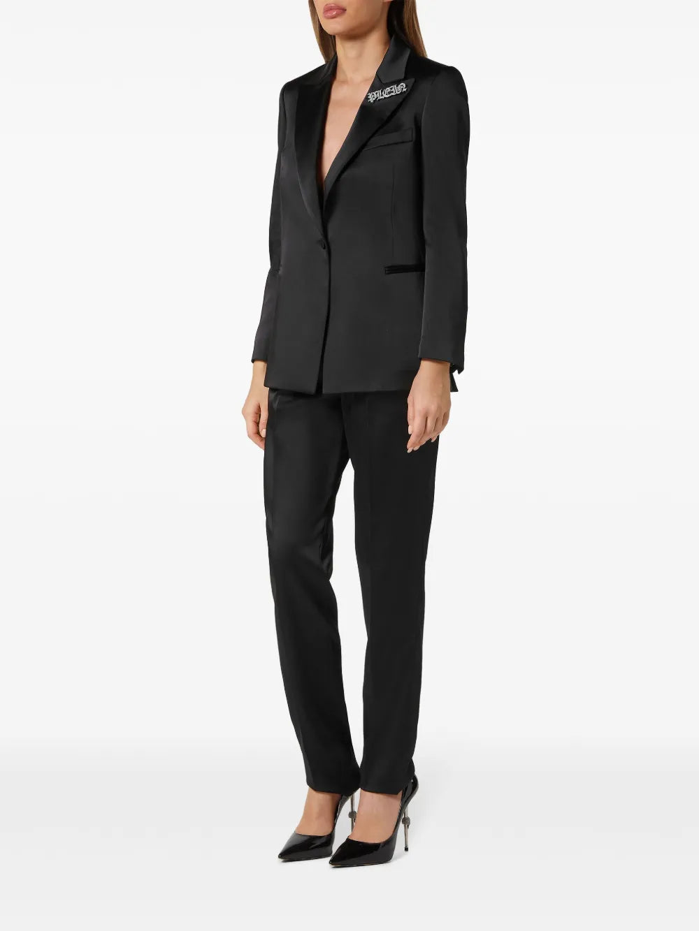 Logo-Embellished Satin Blazer