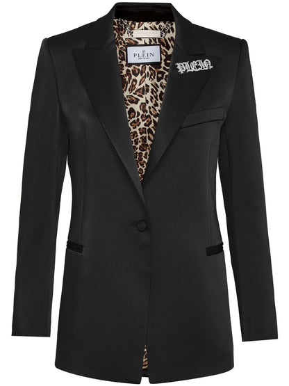 Logo-Embellished Satin Blazer