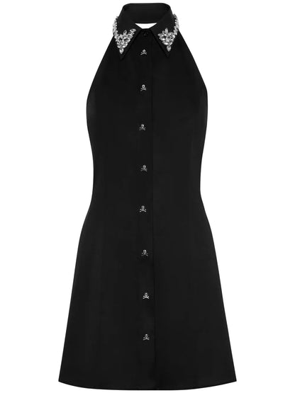 Crystal-Embellished Sleeveless Minidress