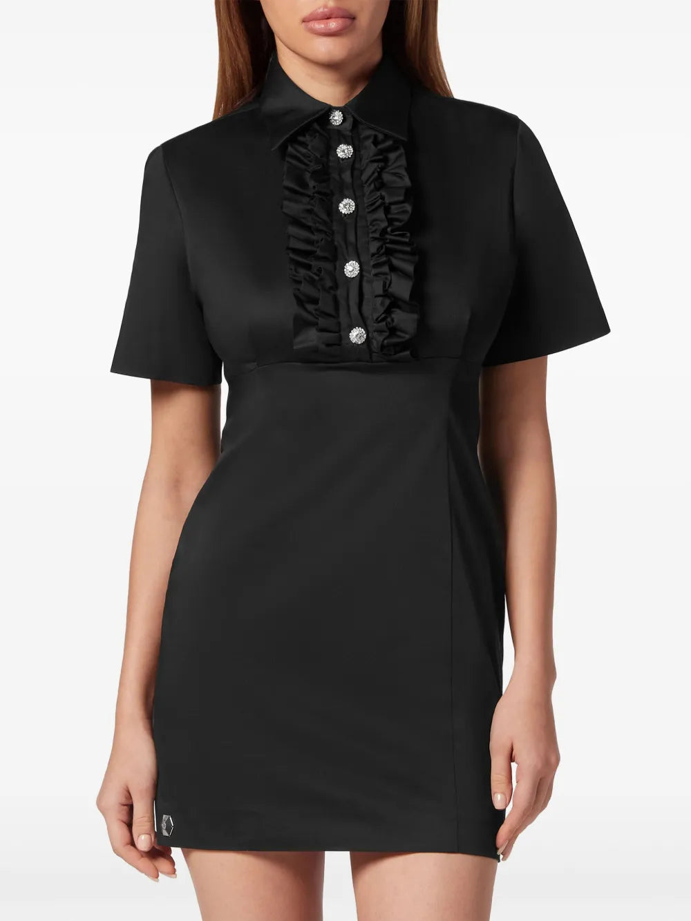 Ruffle-Trim Short-Sleeve Minidress