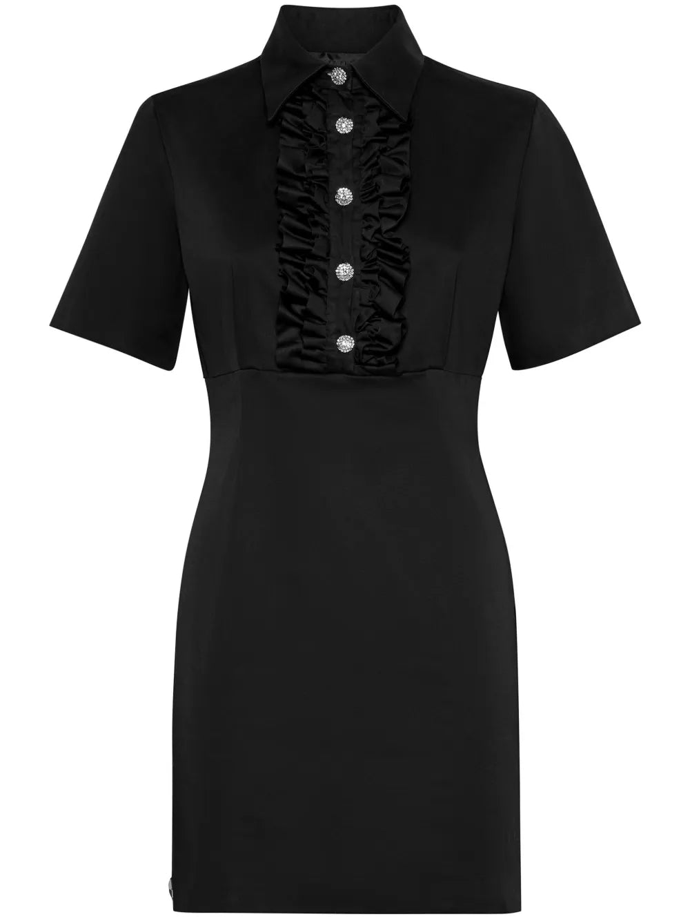 Ruffle-Trim Short-Sleeve Minidress