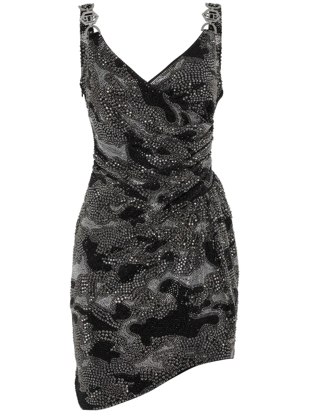 Crystal-Embellished Ruched Minidress