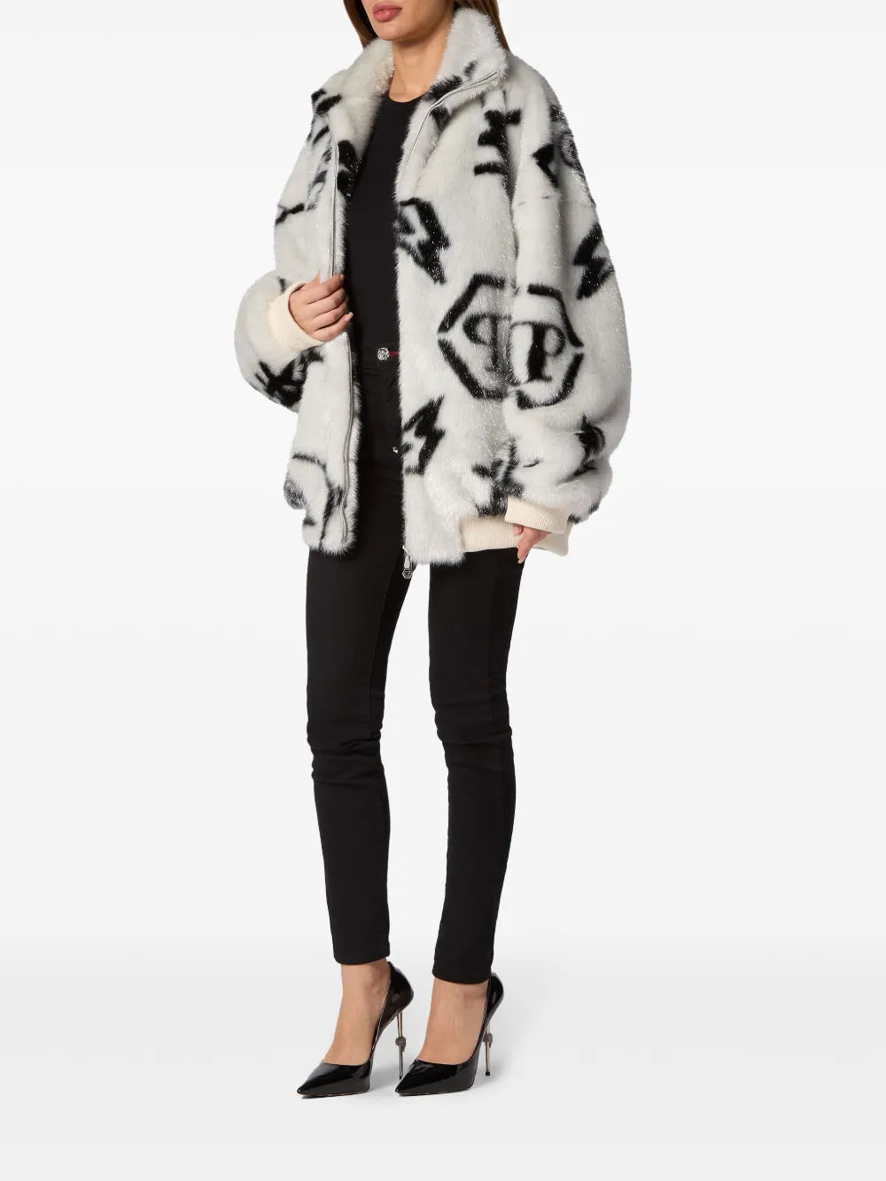 Monogram-Print Zip-Up Jacket