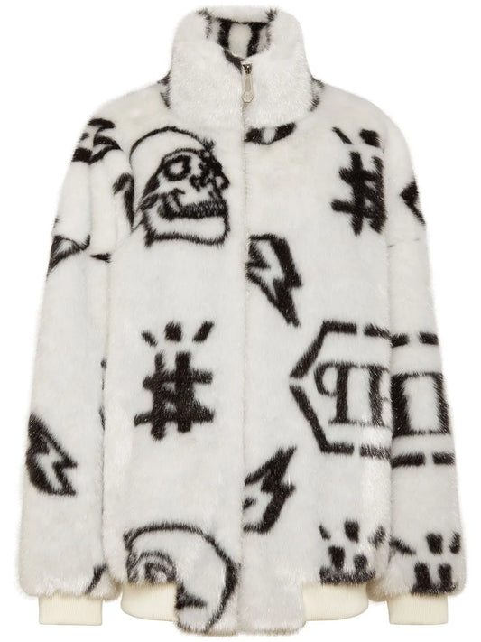 Monogram-Print Zip-Up Jacket