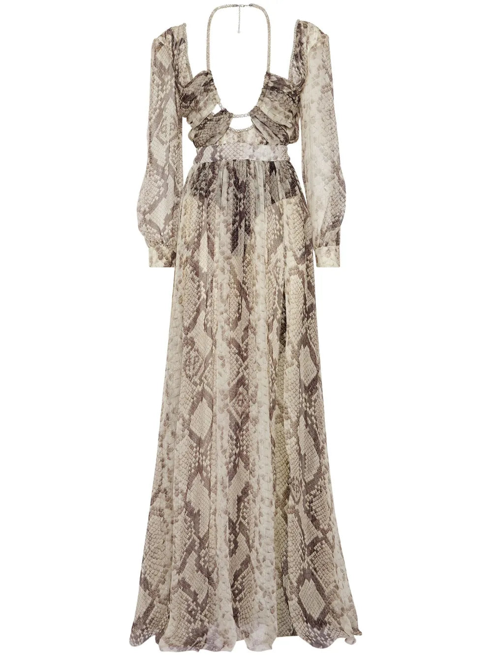 Snakeskin-Print Silk Maxi Dress