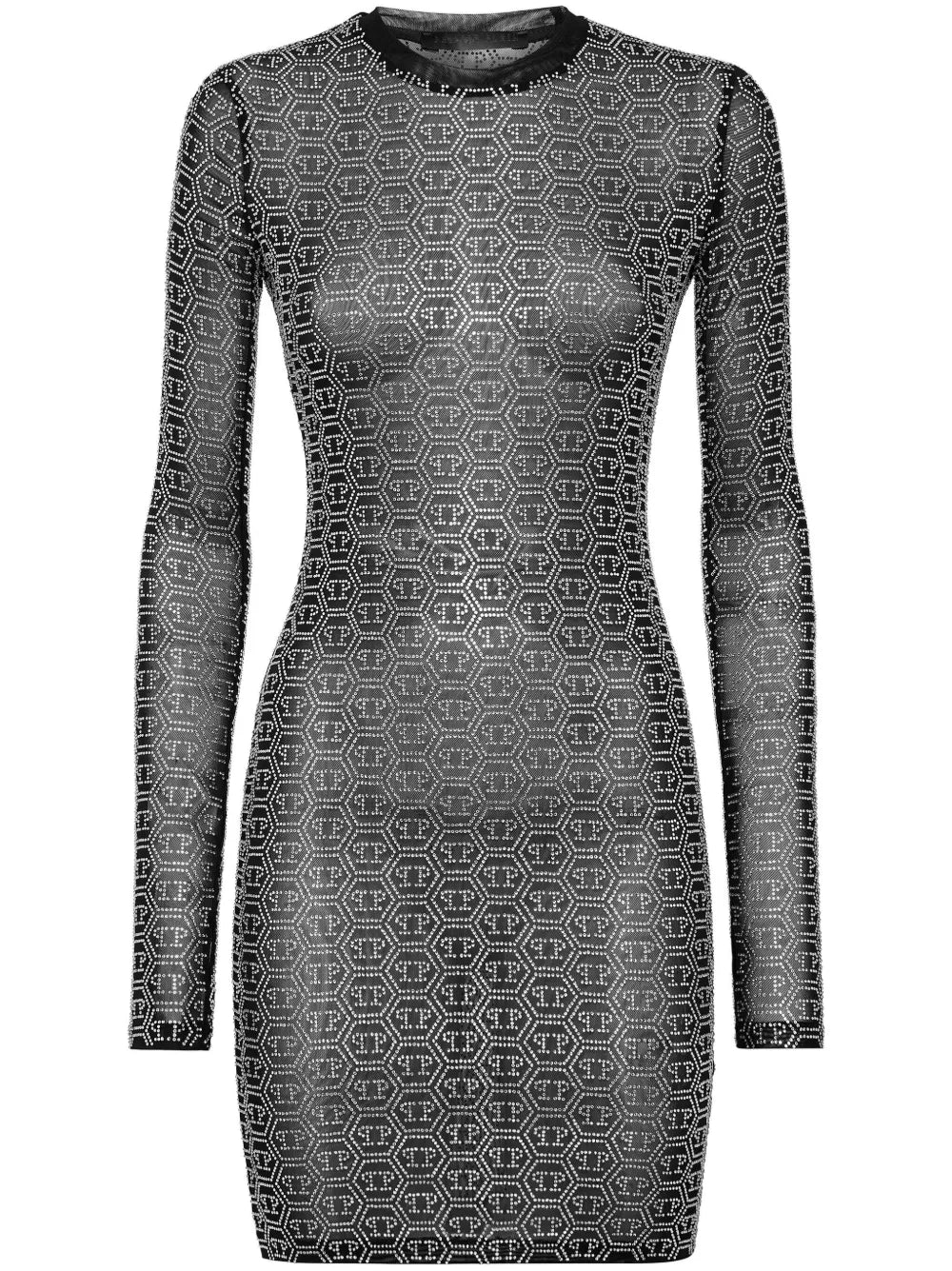 Crystal-Embellished Mesh Dress