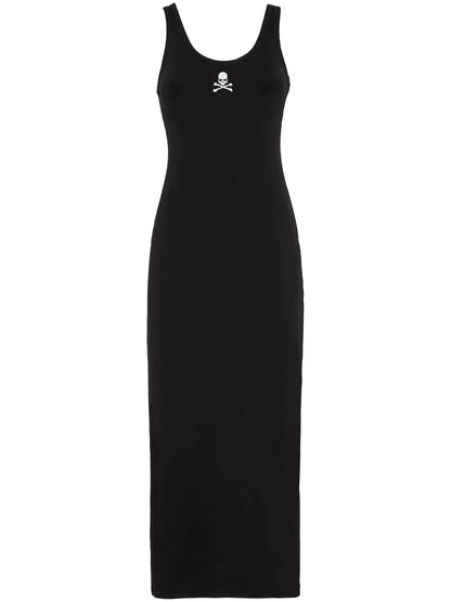 Skull-Embroidered Tank Dress