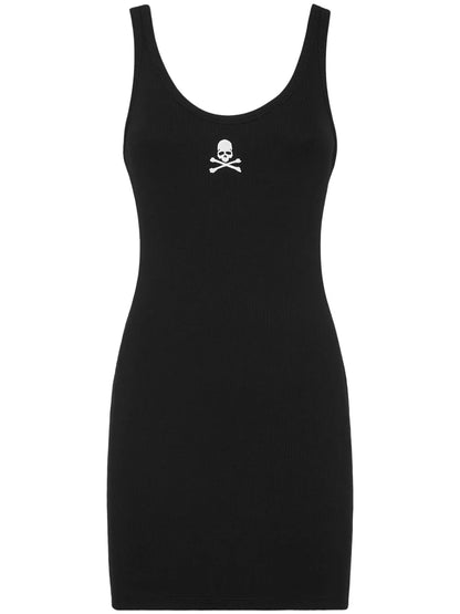 Skull-Embroidered Tank Minidress