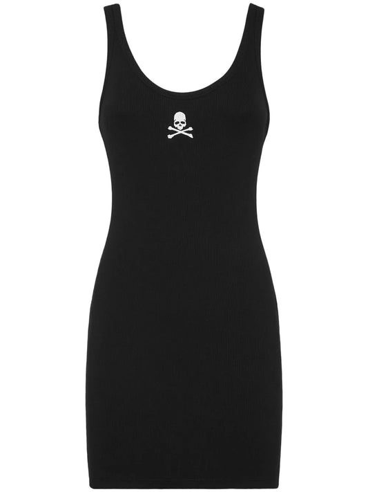Skull-Embroidered Tank Minidress