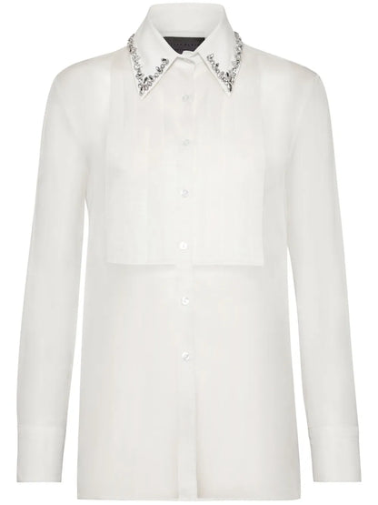 Crystal-Embellished Sheer Shirt