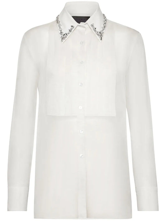Crystal-Embellished Sheer Shirt