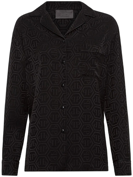 Monogram-Pattern Long-Sleeve Shirt