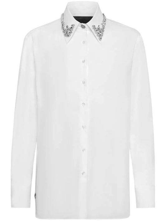 Crystal-Embellished Cotton Shirt