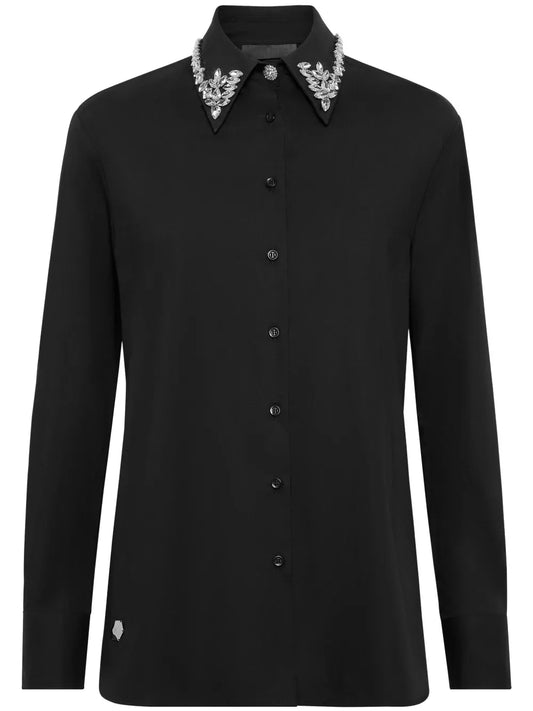 Crystal-Embellished Cotton Shirt