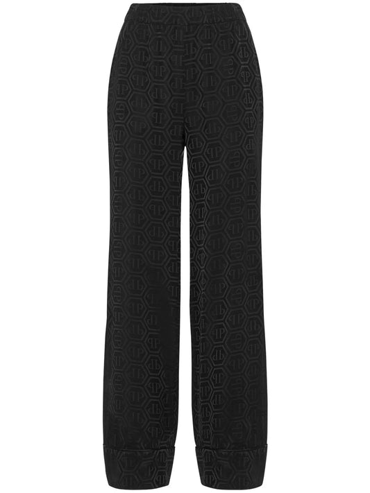 Monogram-Pattern Wide-Leg Trousers