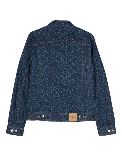 Geometric-Patterned Denim Jacket