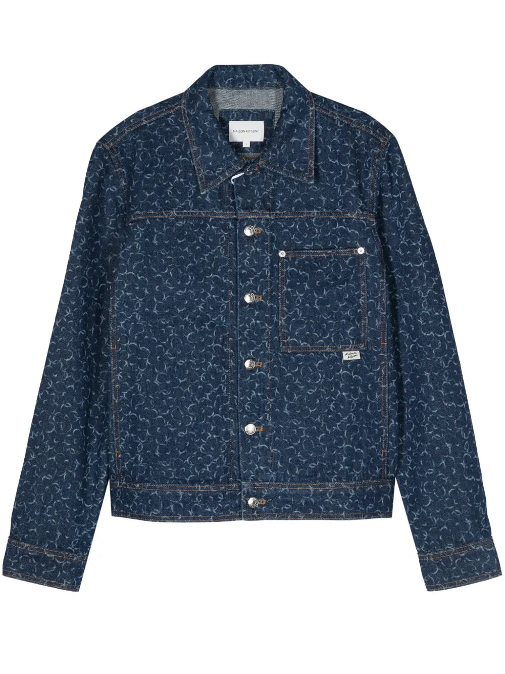 Geometric-Patterned Denim Jacket