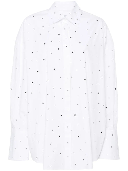 Rhinestone-Embellished Poplin Shirt