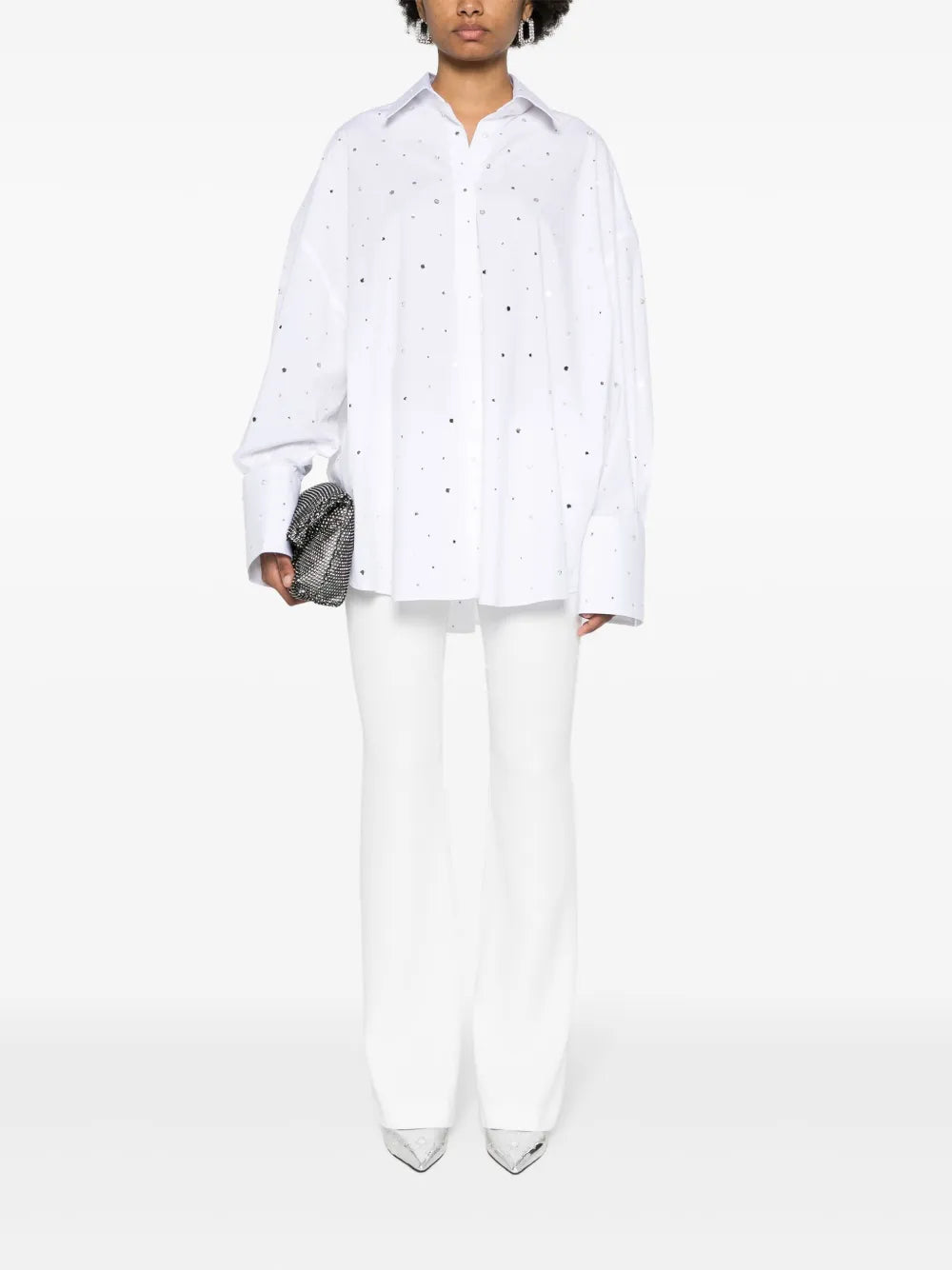 Rhinestone-Embellished Poplin Shirt