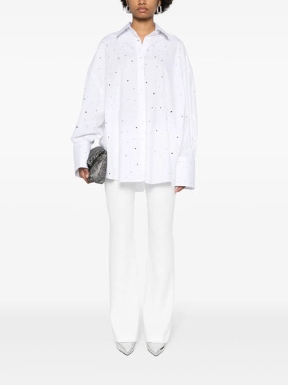 Rhinestone-Embellished Poplin Shirt