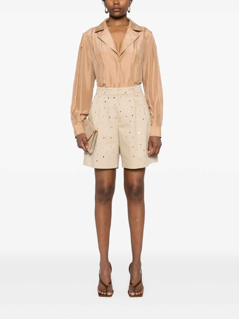 Plissé-Details Silk Shirt