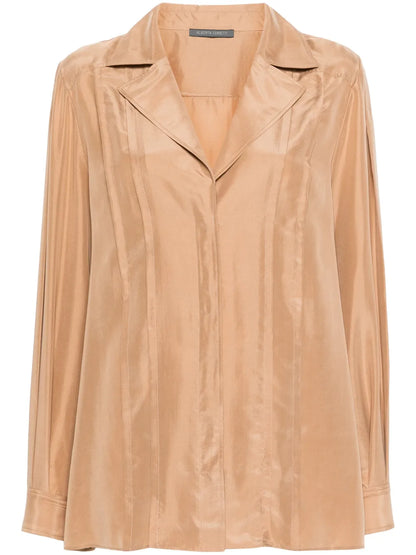 Plissé-Details Silk Shirt