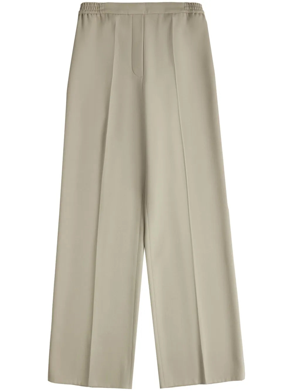 Elasticated-Waist Straight-Leg Trousers