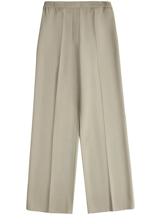 Elasticated-Waist Straight-Leg Trousers