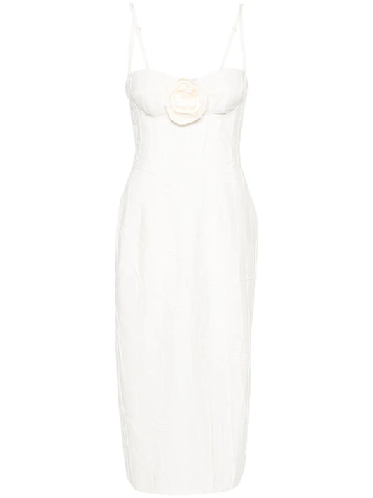Floral-Appliqué Mid Dress