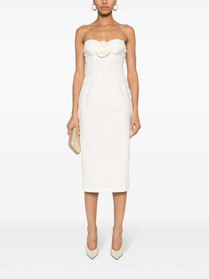 Floral-Appliqué Mid Dress