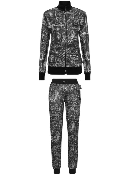 Logo-Plaque Graphic-Print Tracksuit Set