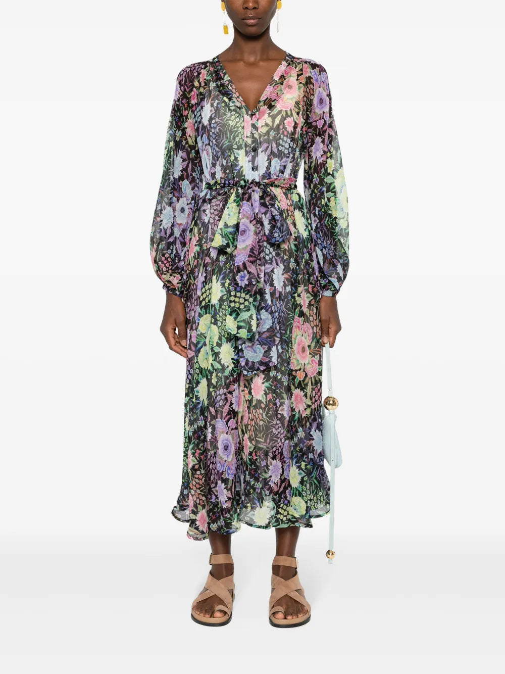 Floral-Print Silk Maxi Dress