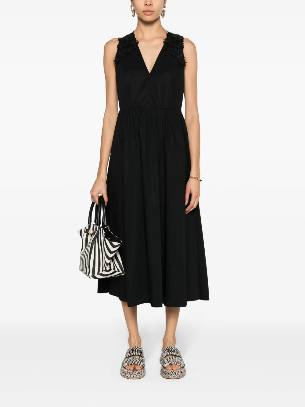 Floral-Lace Cotton Midi Dress