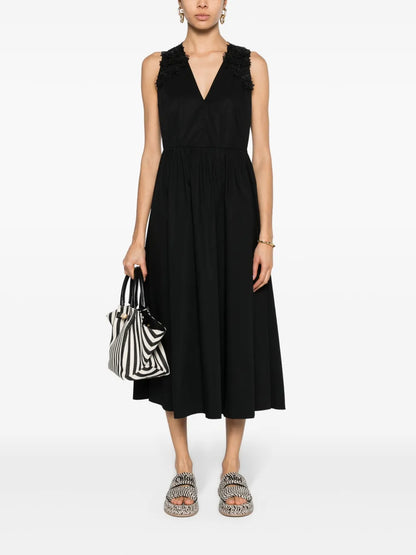 Floral-Lace Cotton Midi Dress