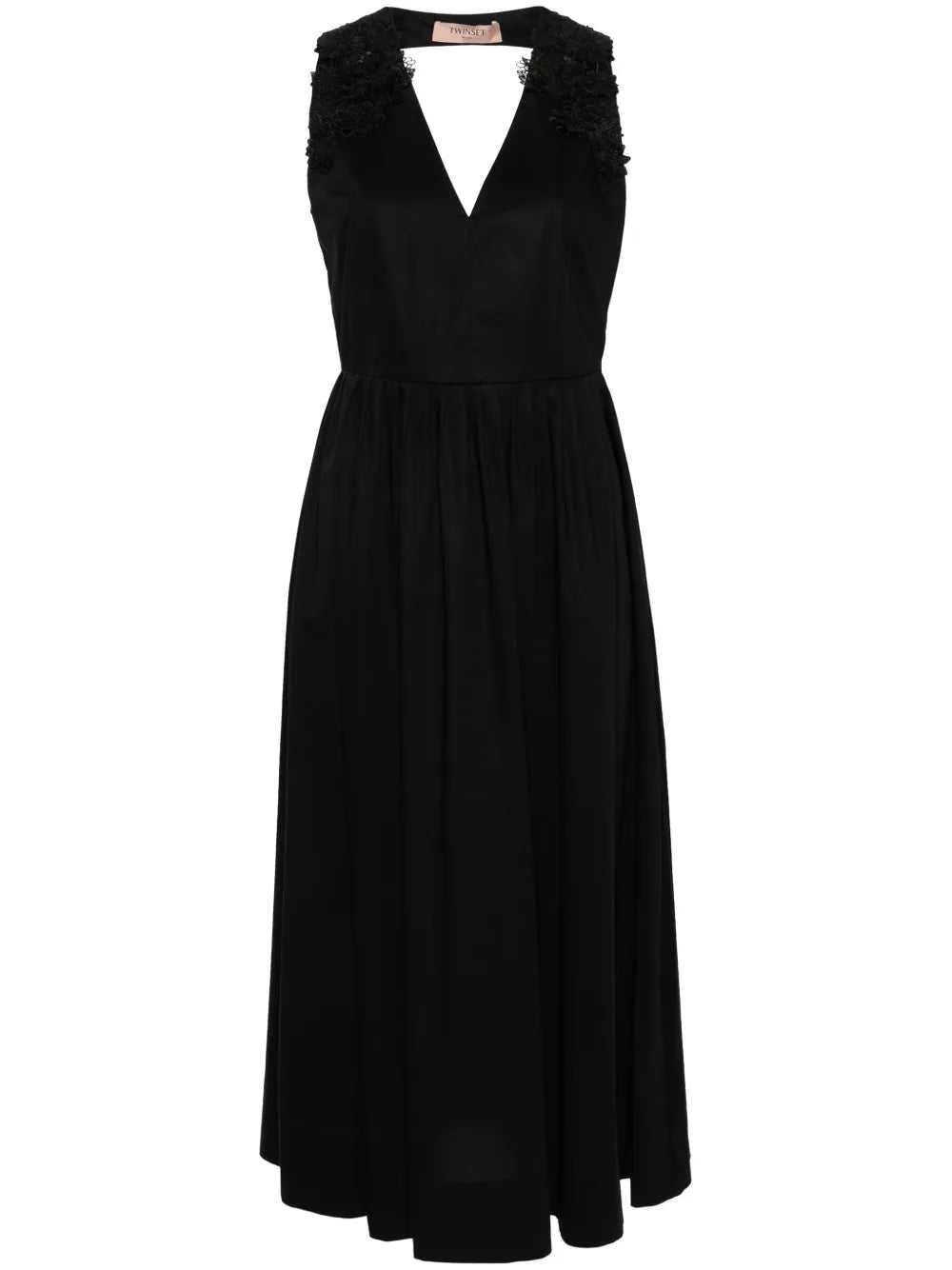 Floral-Lace Cotton Midi Dress
