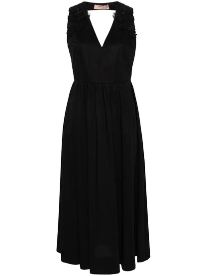 Floral-Lace Cotton Midi Dress