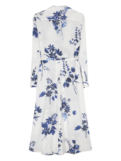 Floral-Print Wrap Midi Dress