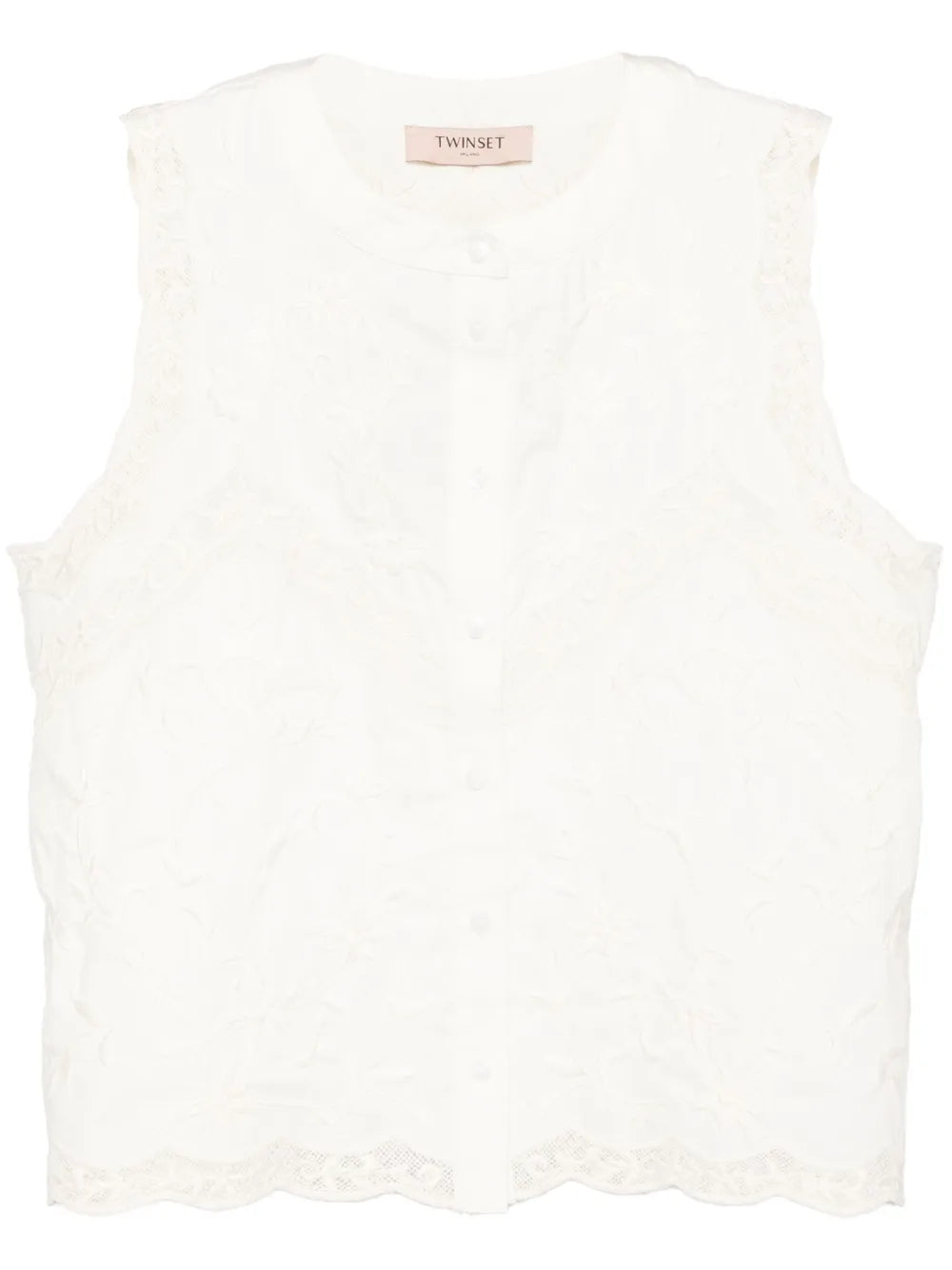 Floral-Embroidered Cotton Blouse