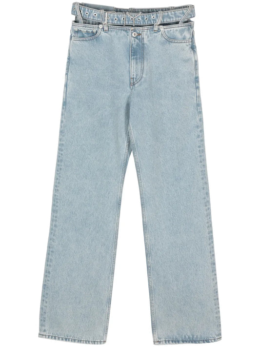 Belted Wide-Leg Jeans
