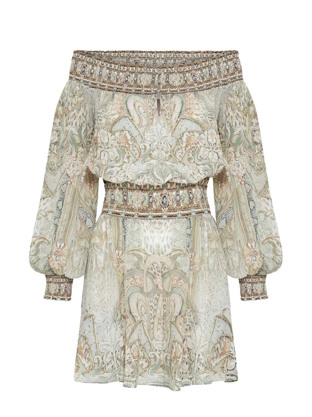 Off-Shoulder Silk Mini Dress