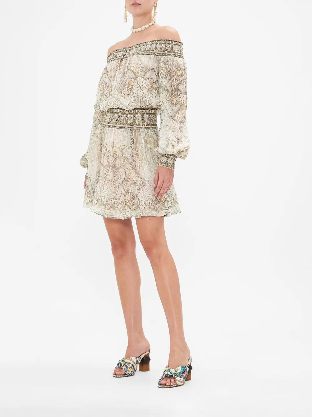 Off-Shoulder Silk Mini Dress