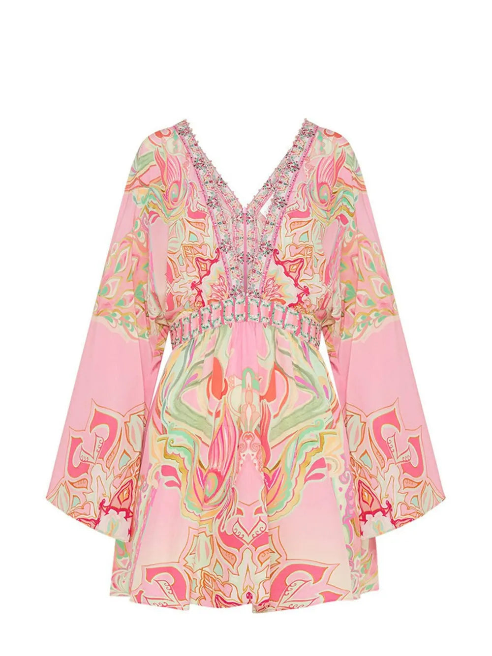Graphic-Print Silk Mini Dress