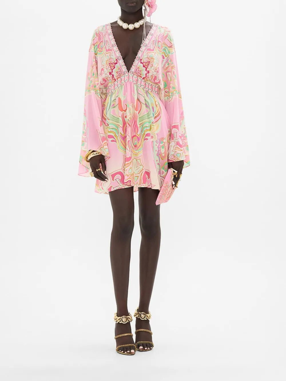 Graphic-Print Silk Mini Dress