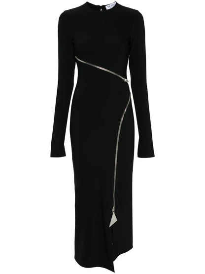 Zip-Detail Midi Dress