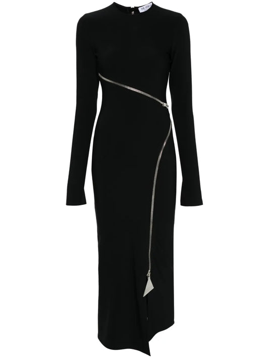 Zip-Detail Midi Dress