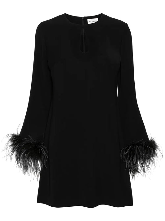 Poker Feather-Trim Mini Dress