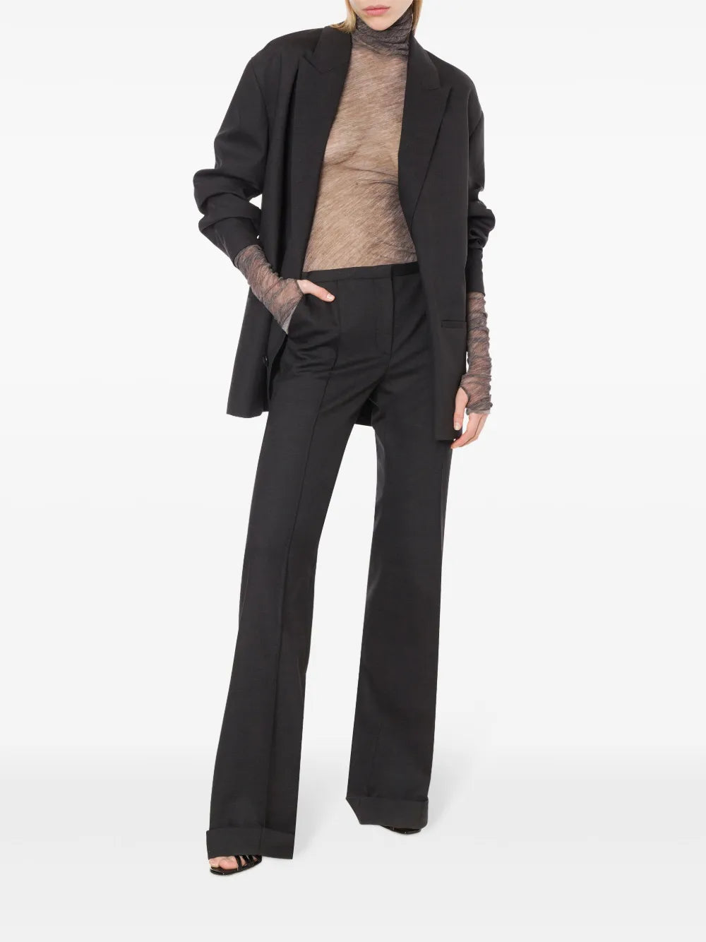 Pintucked Straight-Leg Trousers