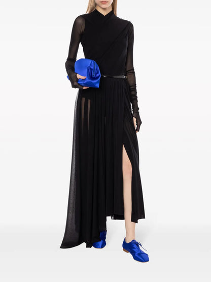 Semi-Sheer Wrap Maxi Skirt