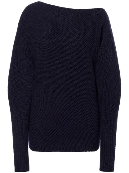Asymmetric Ribbed-Knit Jumper