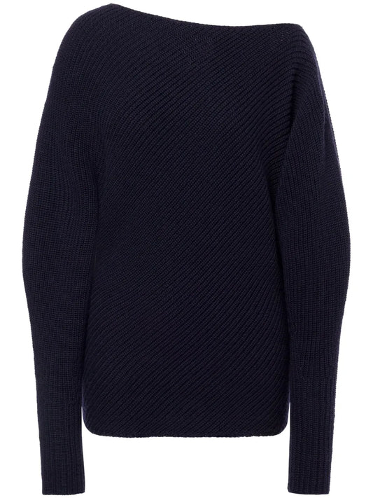Asymmetric Ribbed-Knit Jumper